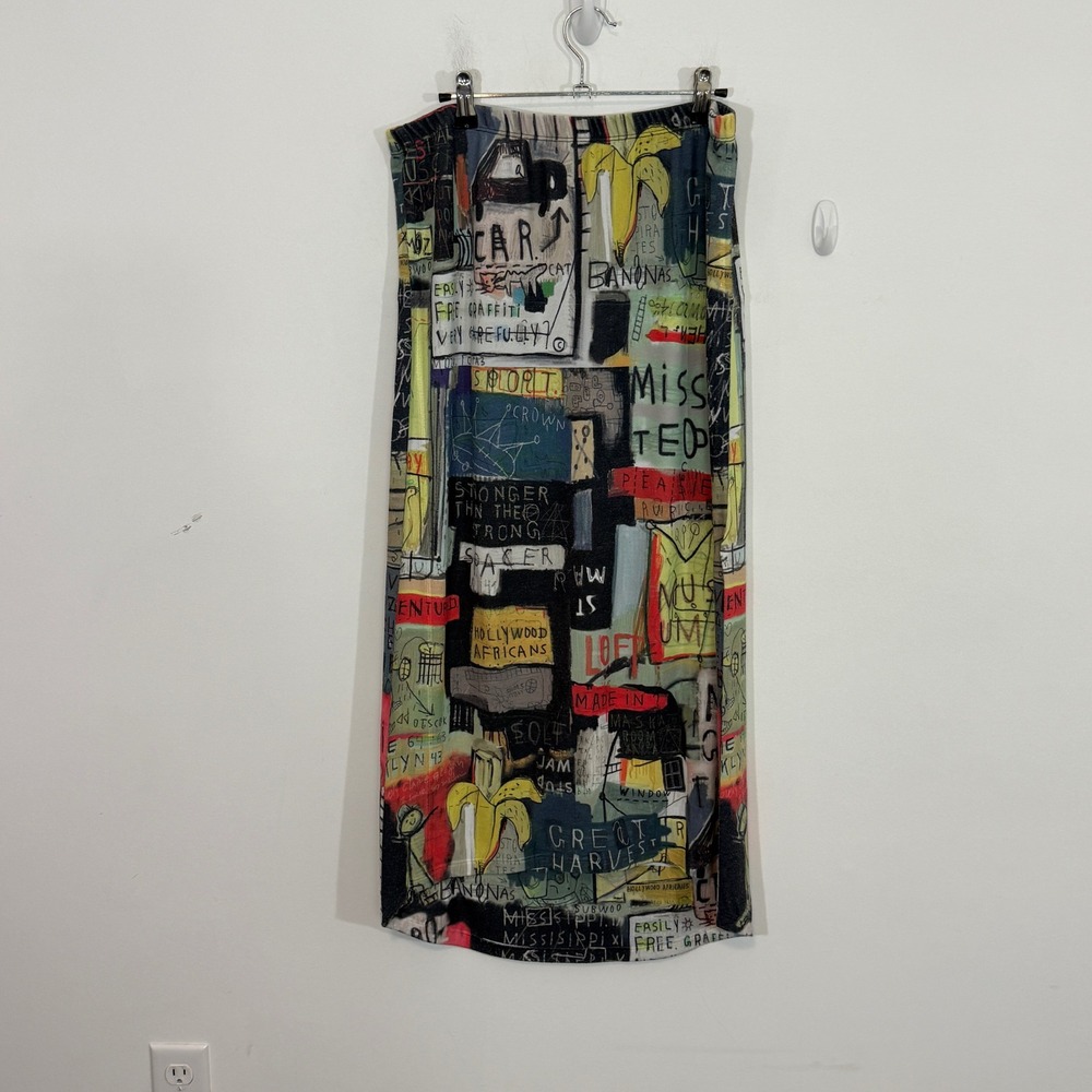 Inoah Womens Skirt XL Multicolor Graffiti High Low Maxi Art to Wear Avant Garde